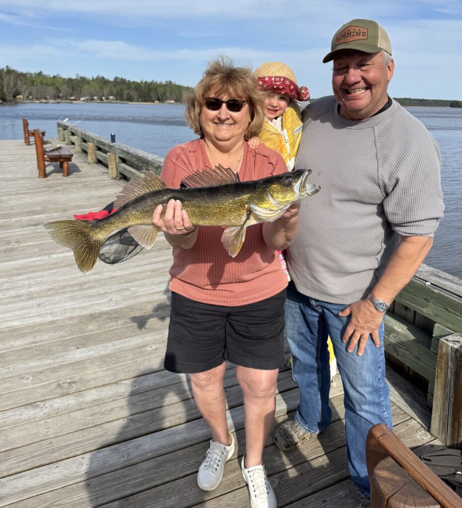 Trophy walleye caught in the spring at the Driftwood Lodge Resort dock on Lake Kabetogama