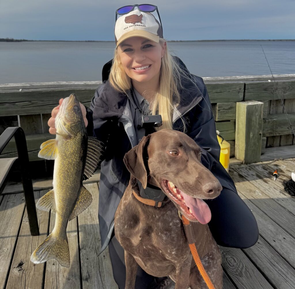 Pet-friendly dock fishing at Driftwood Lodge Resort